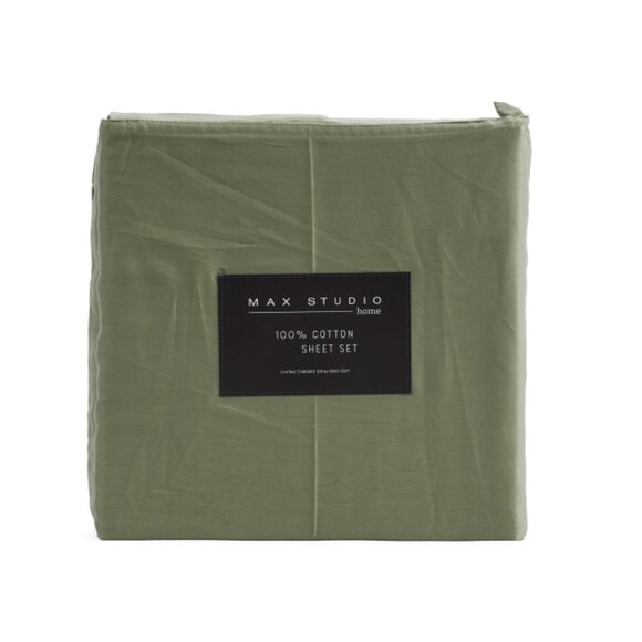 MAX STUDIO Hedge Green Cotton Sheet Set - Picture 1 of 2